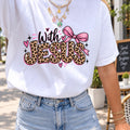 With Jesus leopard PNG pink bow Christian shirt mockup