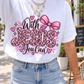 With Jesus You Can PNG pink leopard Christian shirt mockup