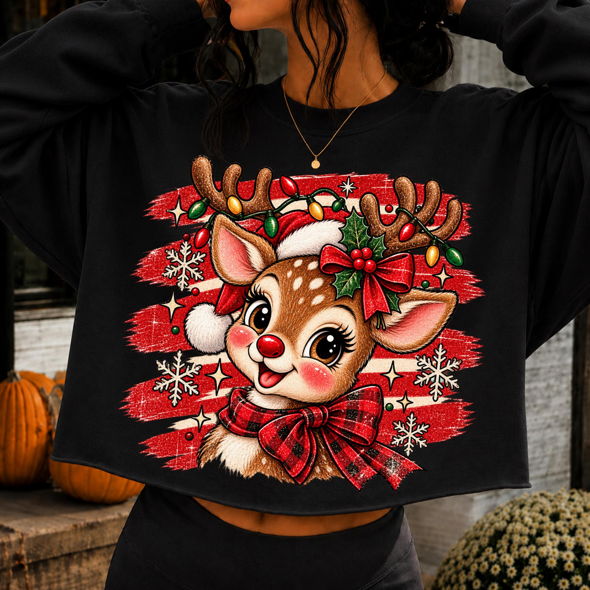 Cute reindeer holiday shirt, mockup 5