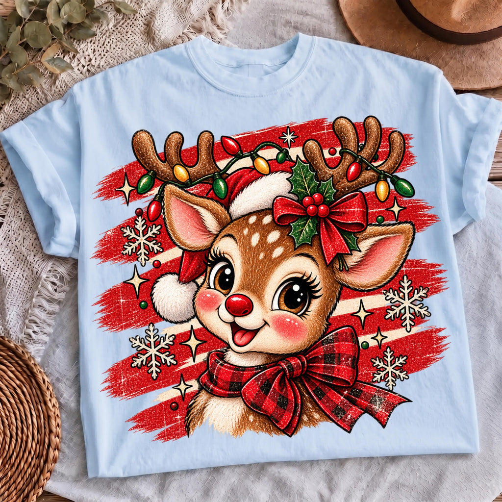 Vintage reindeer Christmas lights design, mockup 3