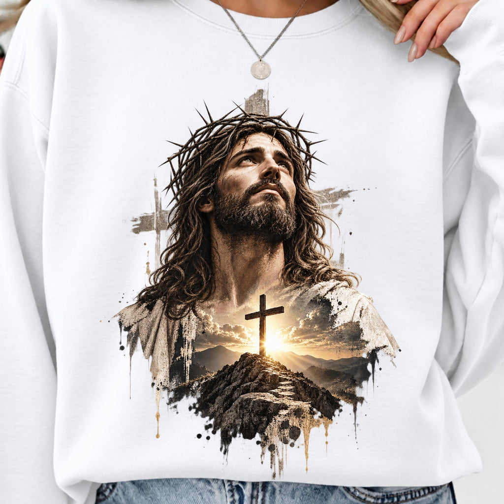 Christian Jesus PNG on sweatshirt mockup