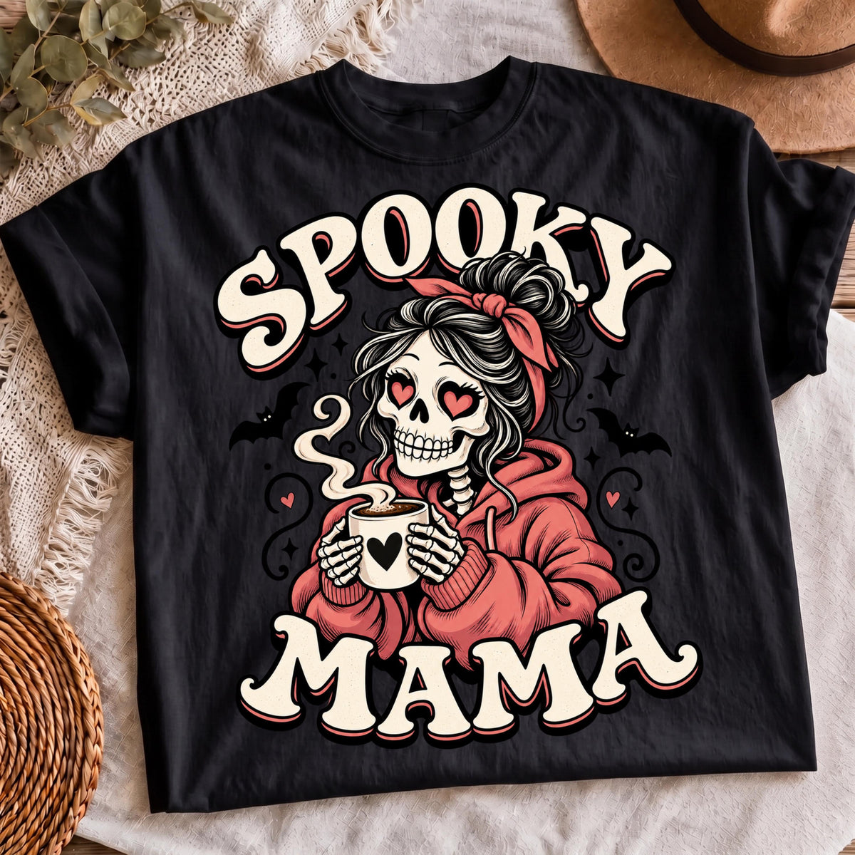 Skeleton mama coffee lover shirt design mockup