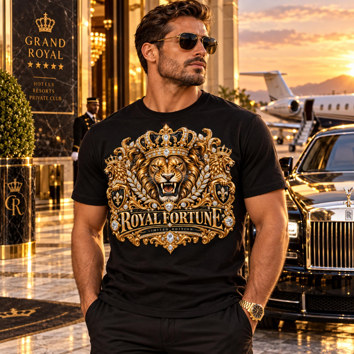 Black gold lion PNG digital download, mockup 4