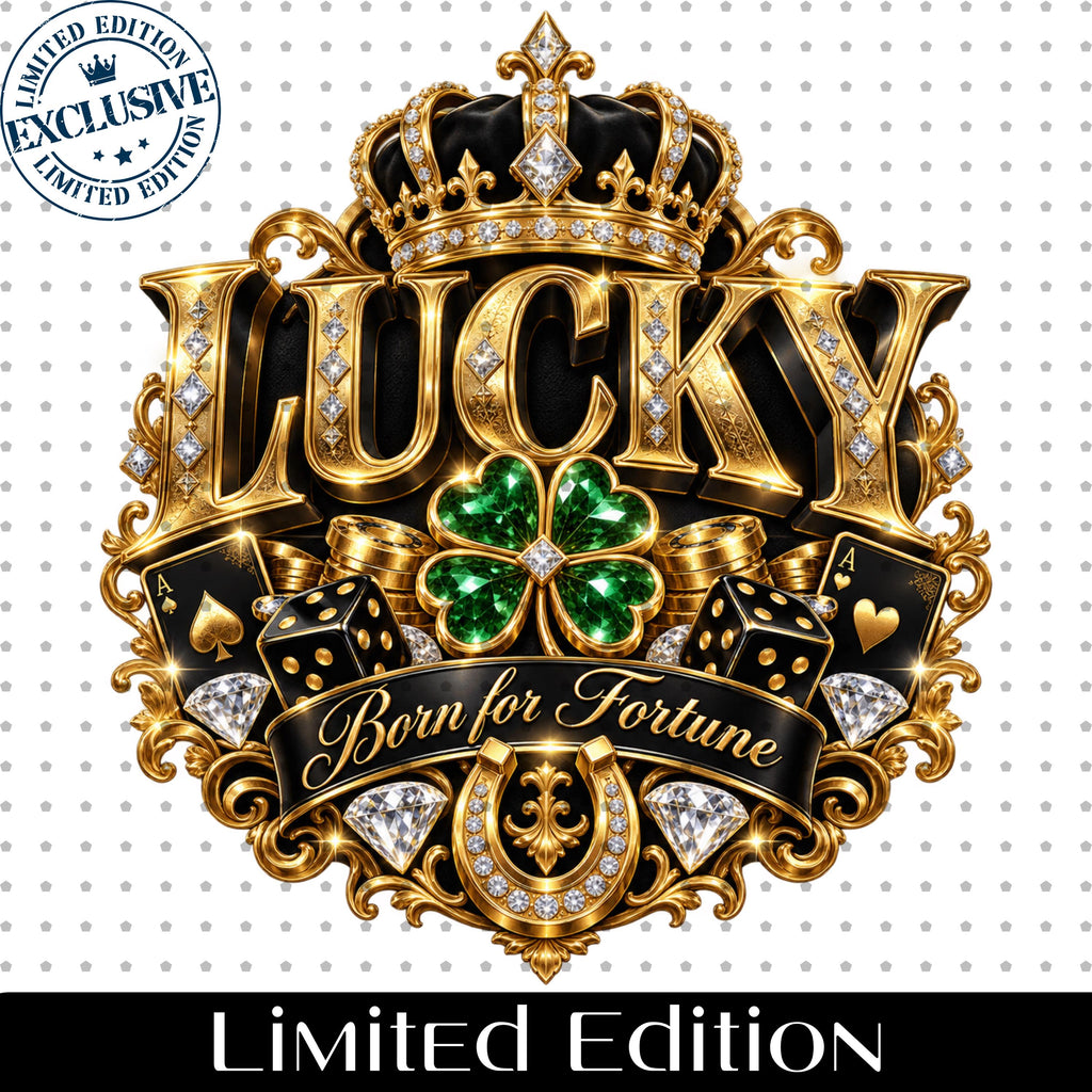Born for Fortune lucky PNG luxury gold shirt design mockup