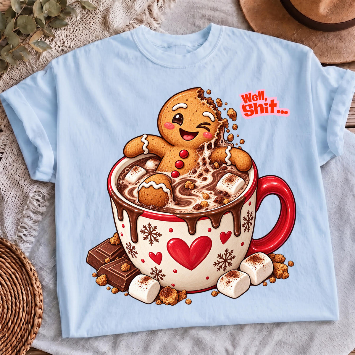 Well Shit gingerbread Christmas sublimation design mockup