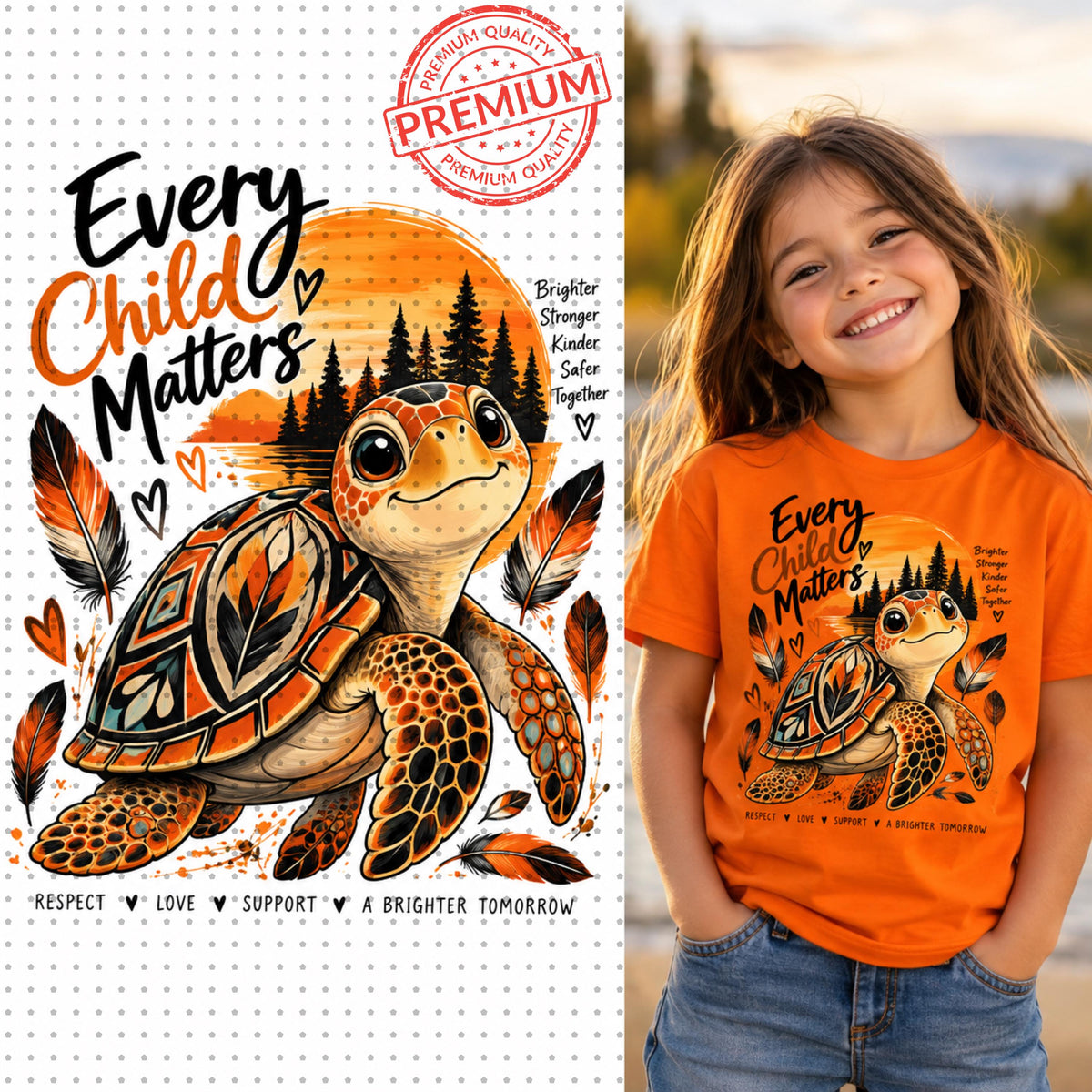 Every Child Matters PNG orange turtle Orange Shirt Day design mockup
