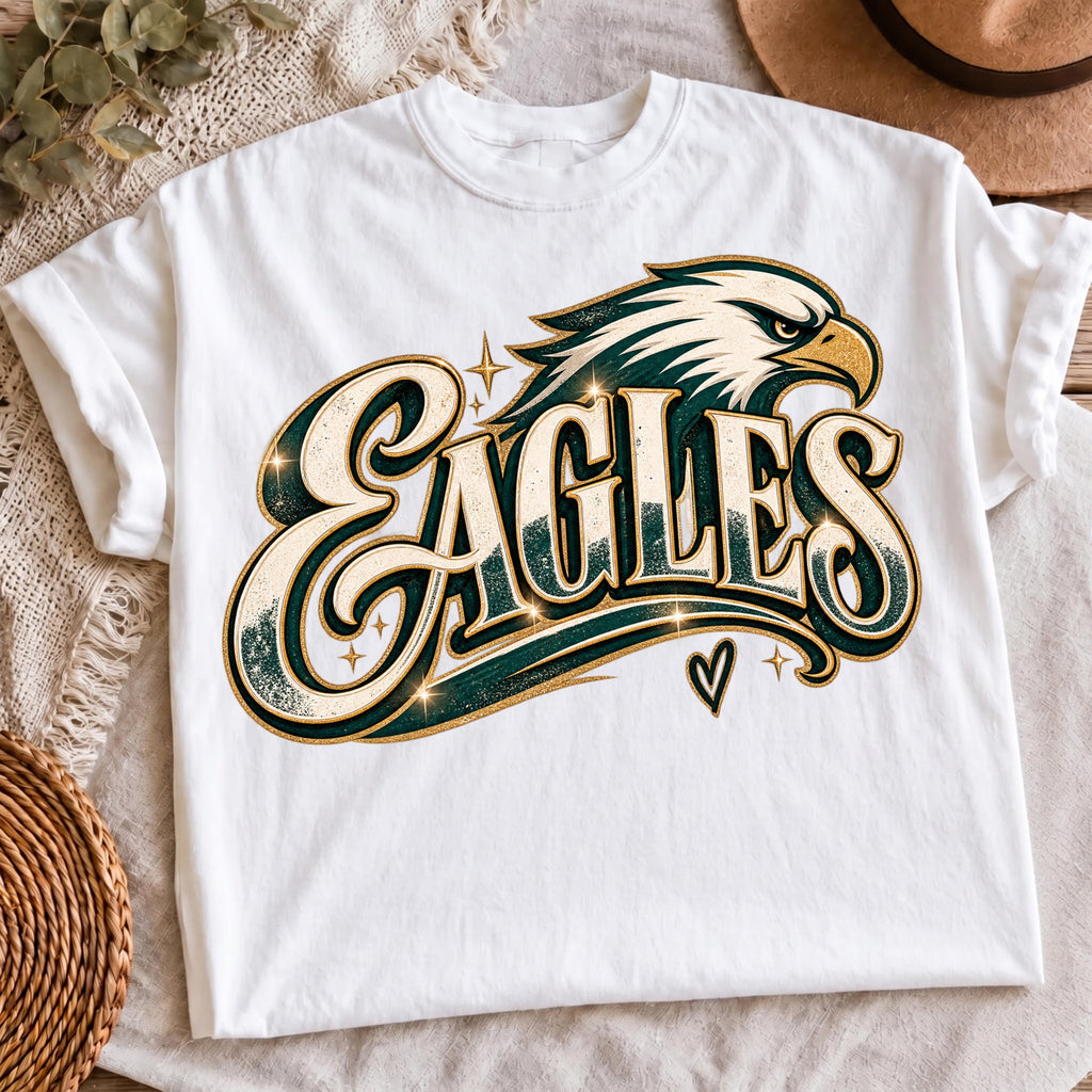 Eagles PNG green and gold school spirit design, mockup 2