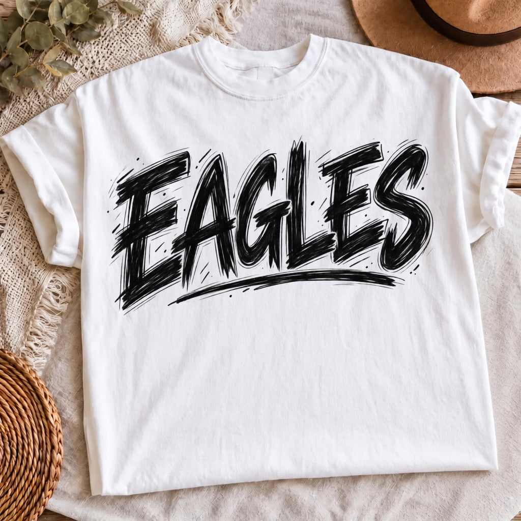 Hand drawn Eagles PNG sketch style shirt design mockup