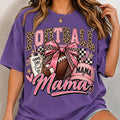 Football Mama PNG pink leopard bow varsity game day shirt mockup