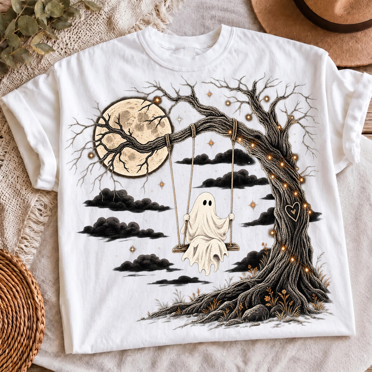 Spooky tree stars design, mockup 3