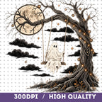 Little ghost swing moon PNG, mockup 2