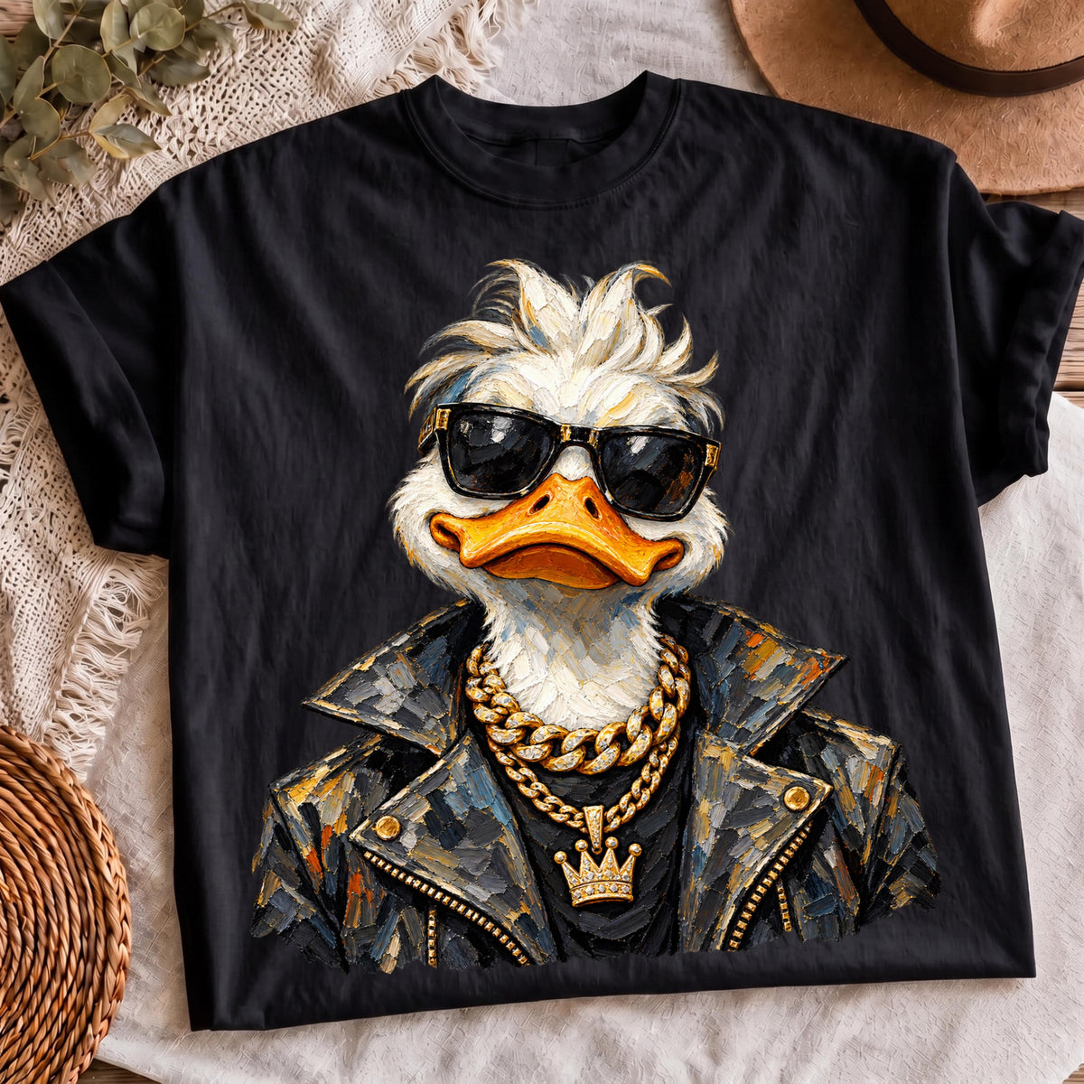 Hip hop duck gold chain PNG, mockup 2