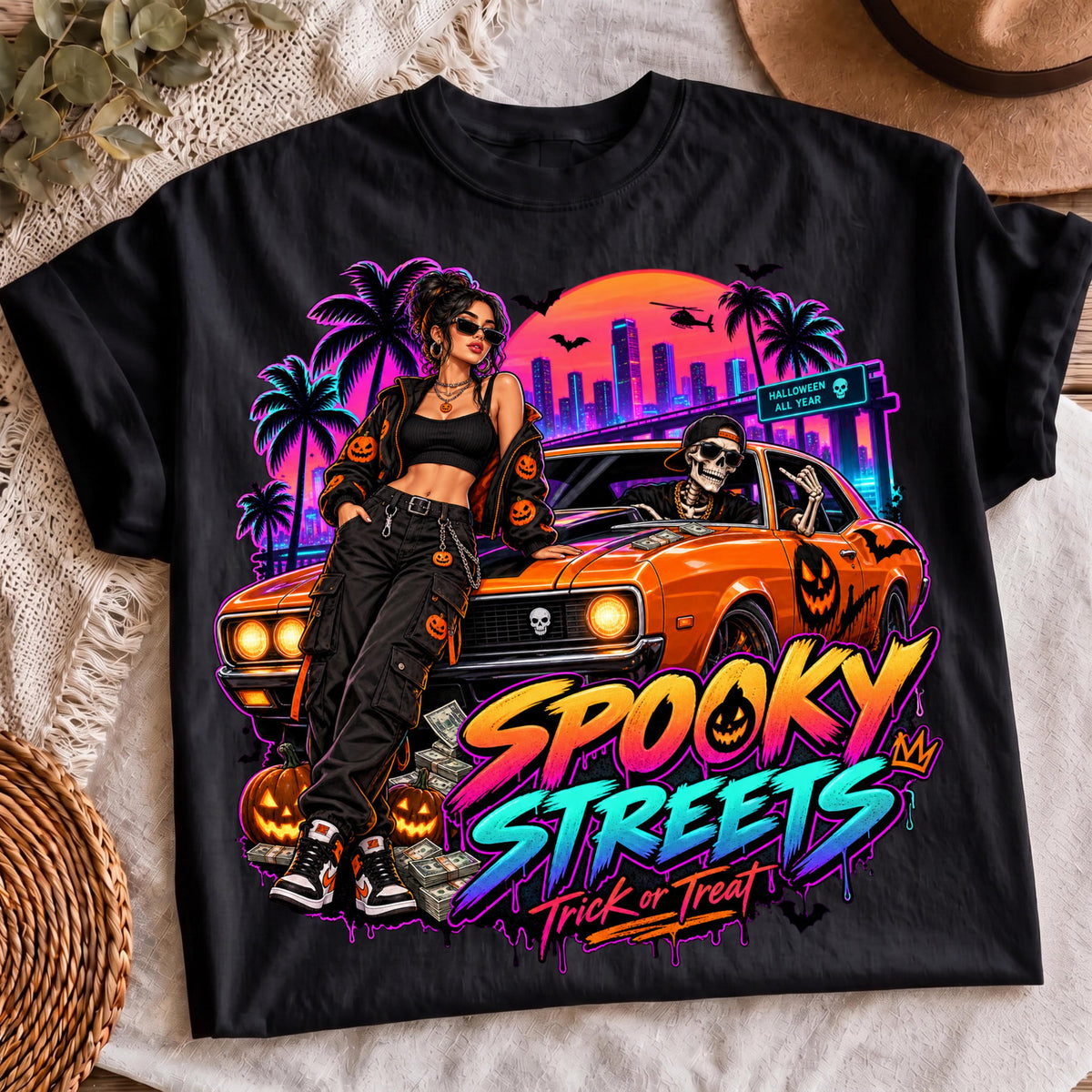Spooky girl neon sublimation, mockup 4