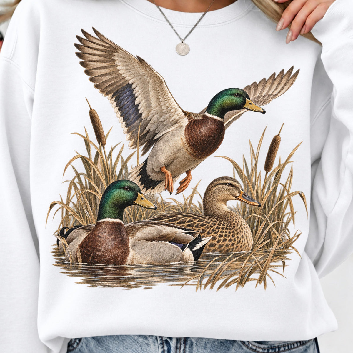Mallard duck PNG vintage marsh duck hunting shirt mockup