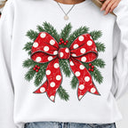 Christmas bow PNG vintage red polka dot coquette shirt mockup