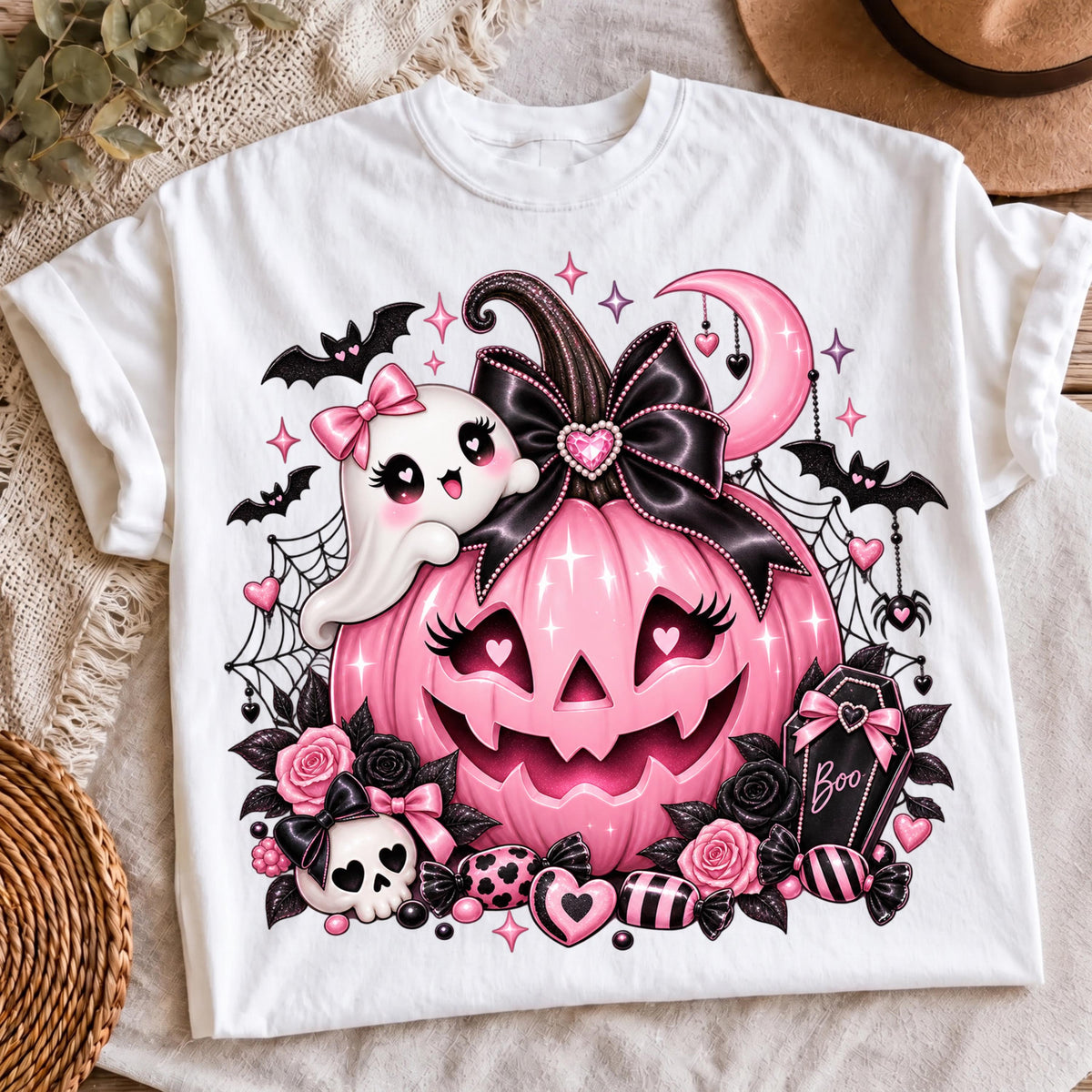 Coquette Halloween roses design, mockup 3
