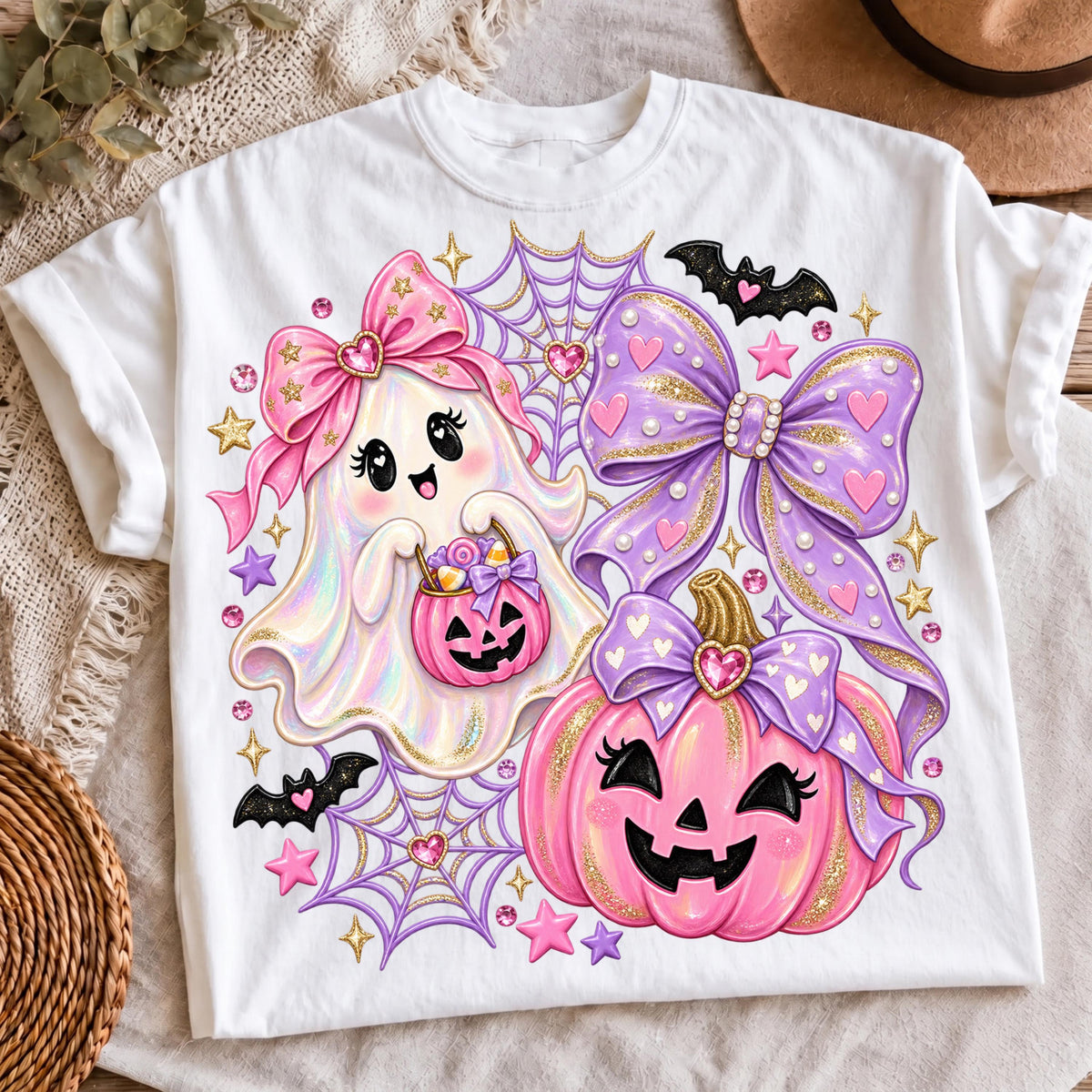 Girly Halloween ghost shirt, mockup 5