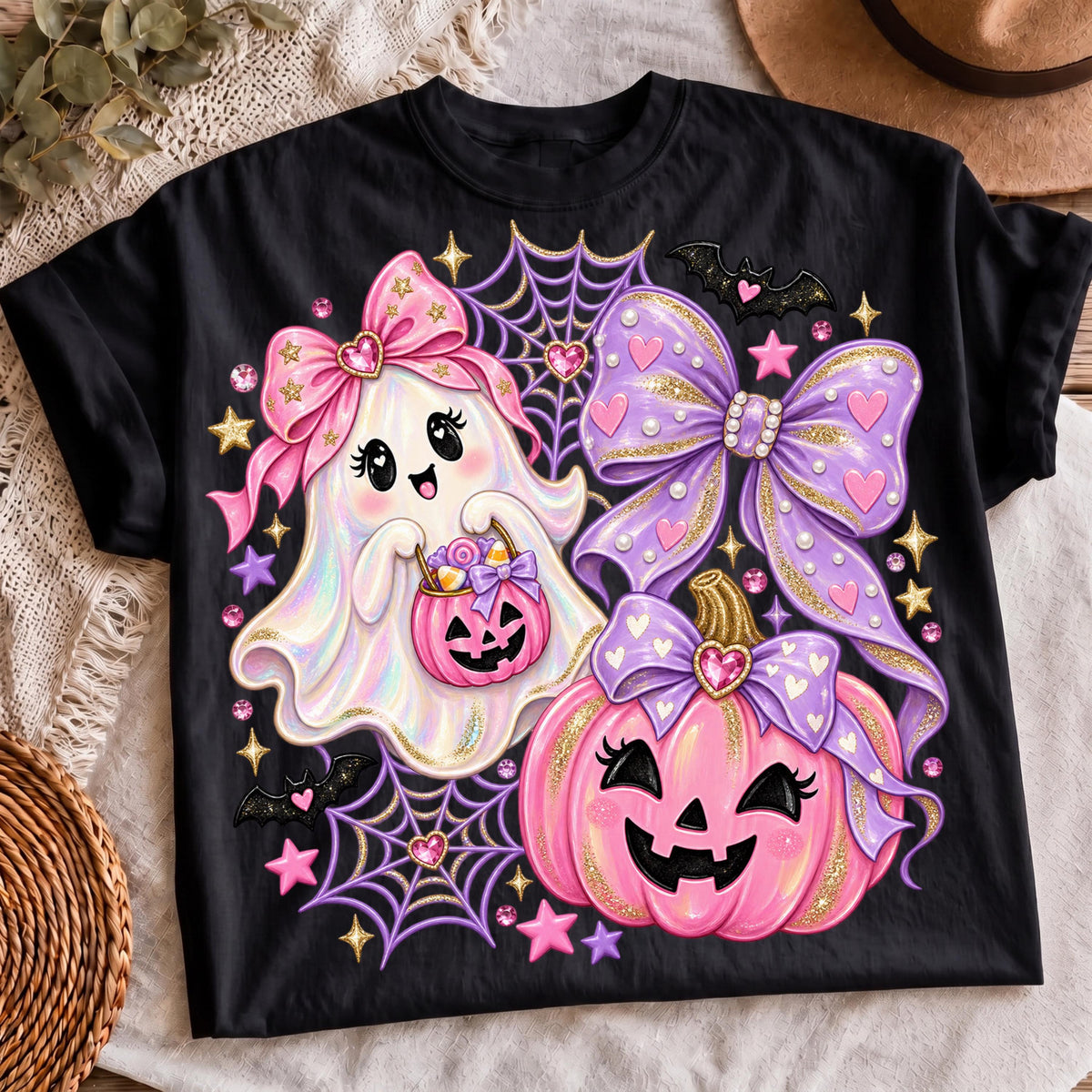 Pink pumpkin ghost sublimation, mockup 4