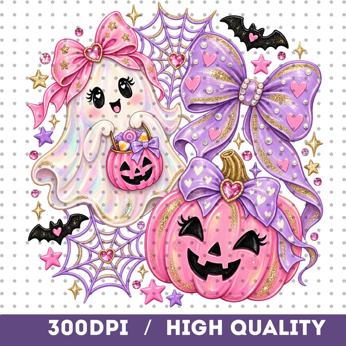 Coquette ghost lavender bow PNG, mockup 2