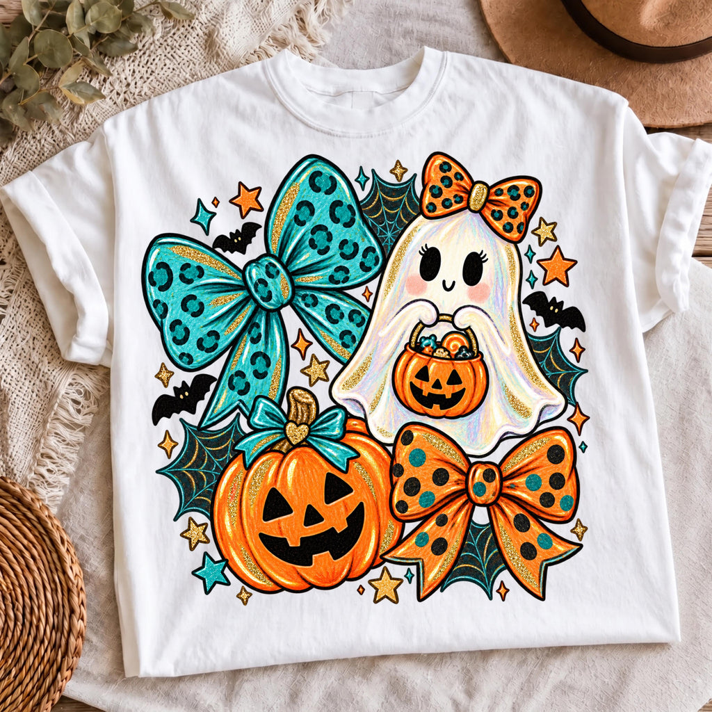 Teal Halloween ghost pumpkin PNG, mockup 2