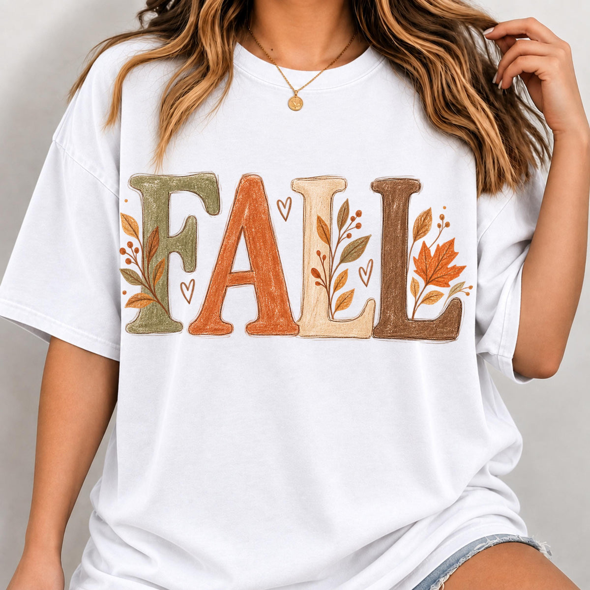 Neutral fall leaves PNG, mockup 2