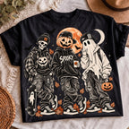 Halloween Boys PNG spooky streetwear skeleton pumpkin ghost shirt mockup