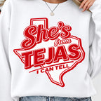 She's From Tejas I Can Tell PNG red Texas shirt design mockup
