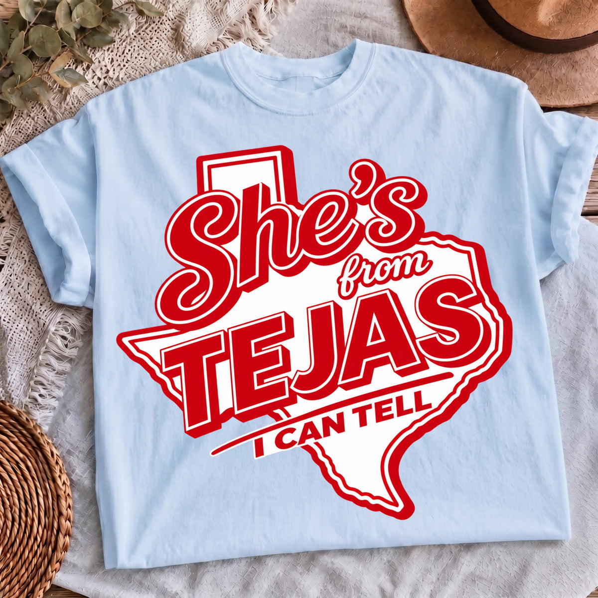 Tejas Texas girl shirt, mockup 4