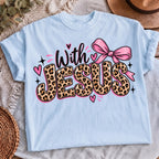 With Jesus leopard faith shirt, mockup 5