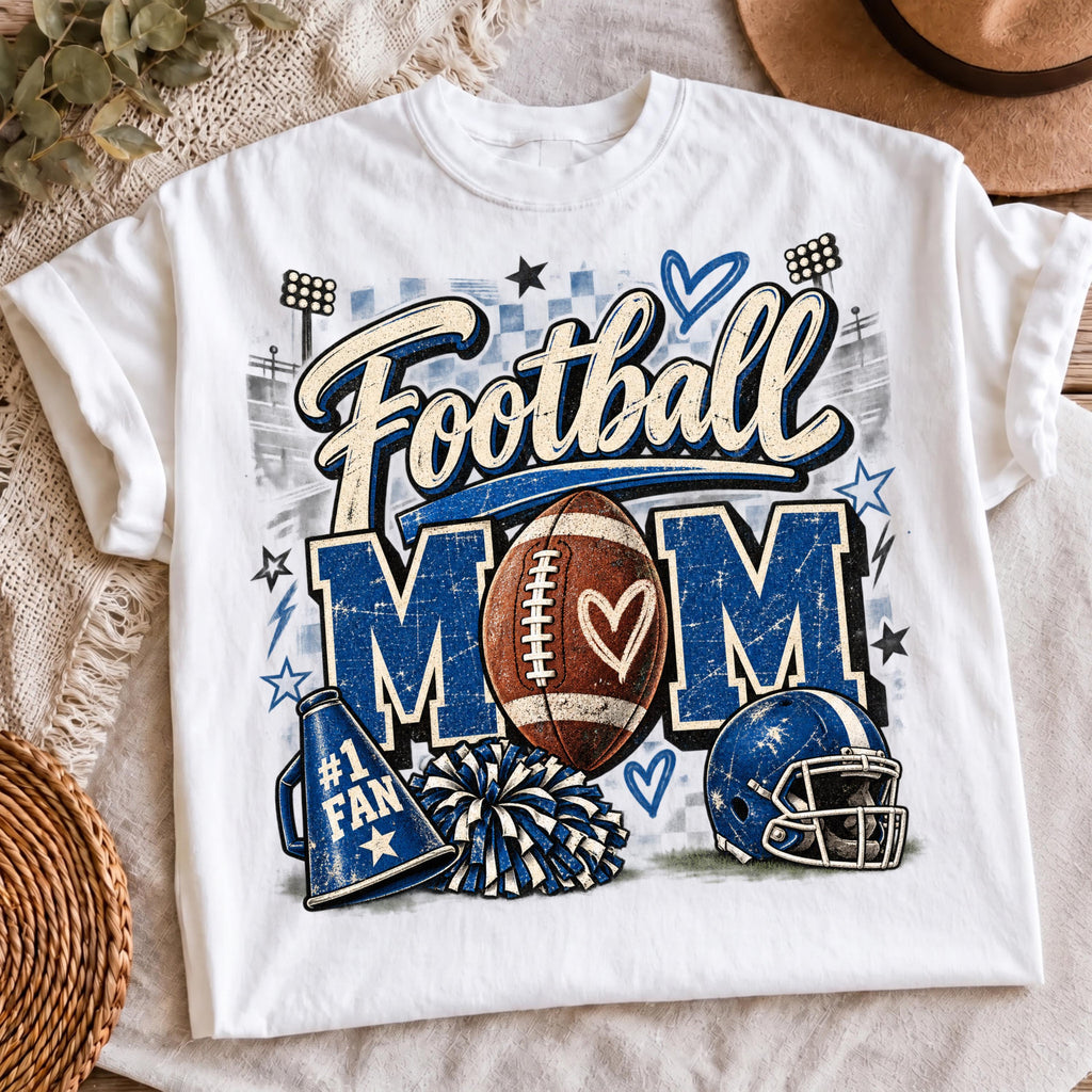 Football Mom PNG blue mascot sublimation design, mockup 2