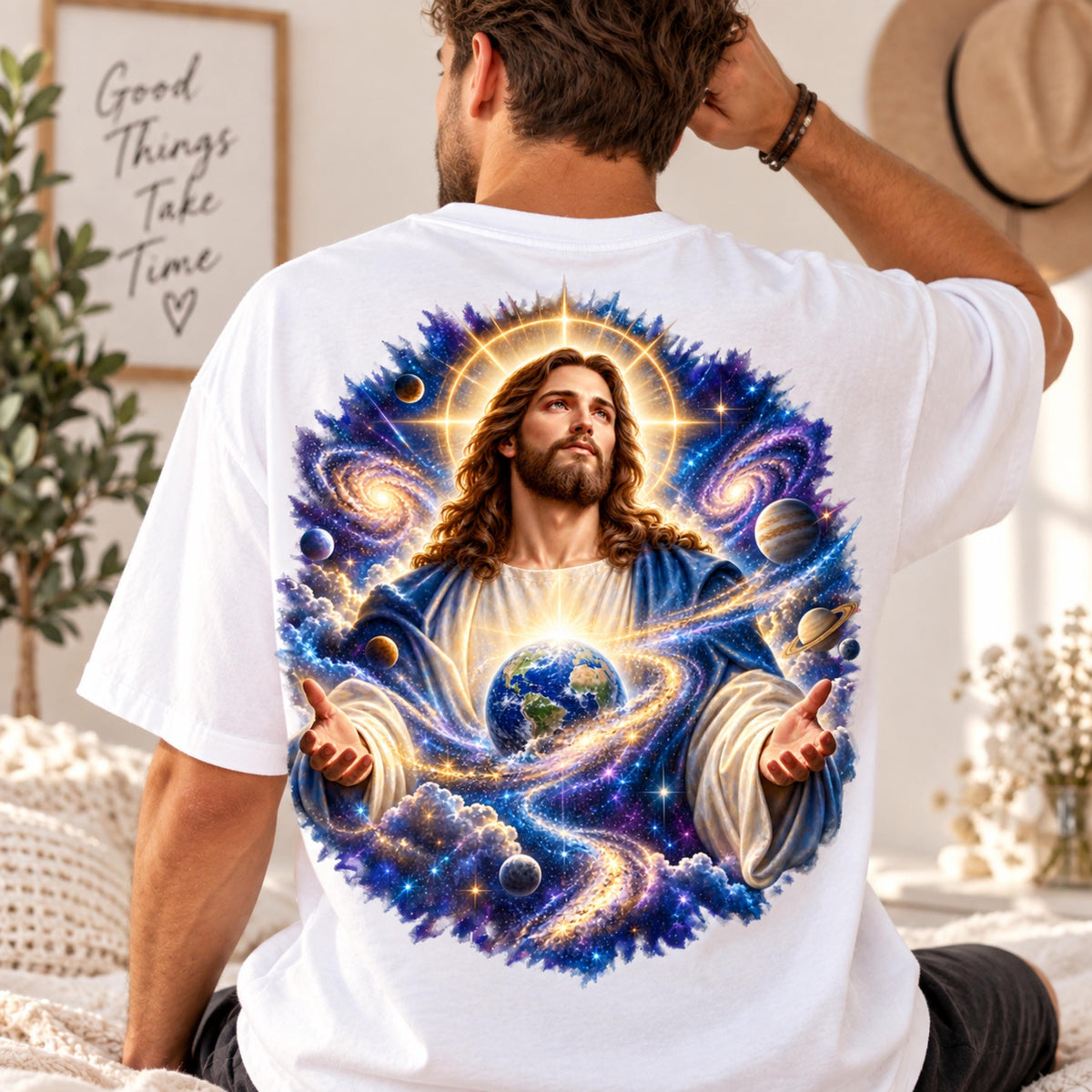 Jesus Universe galaxy Christian PNG design mockup