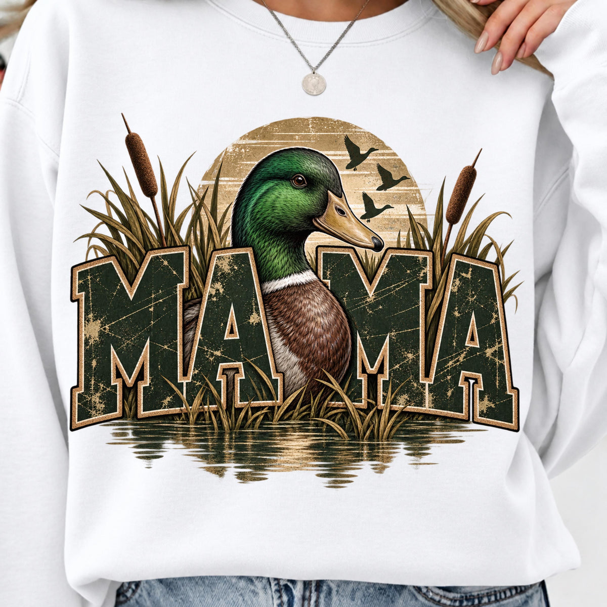 Duck hunting mama sublimation design on t-shirt mockup