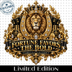 Fortune Favors the Bold lion PNG luxury gold shirt design mockup