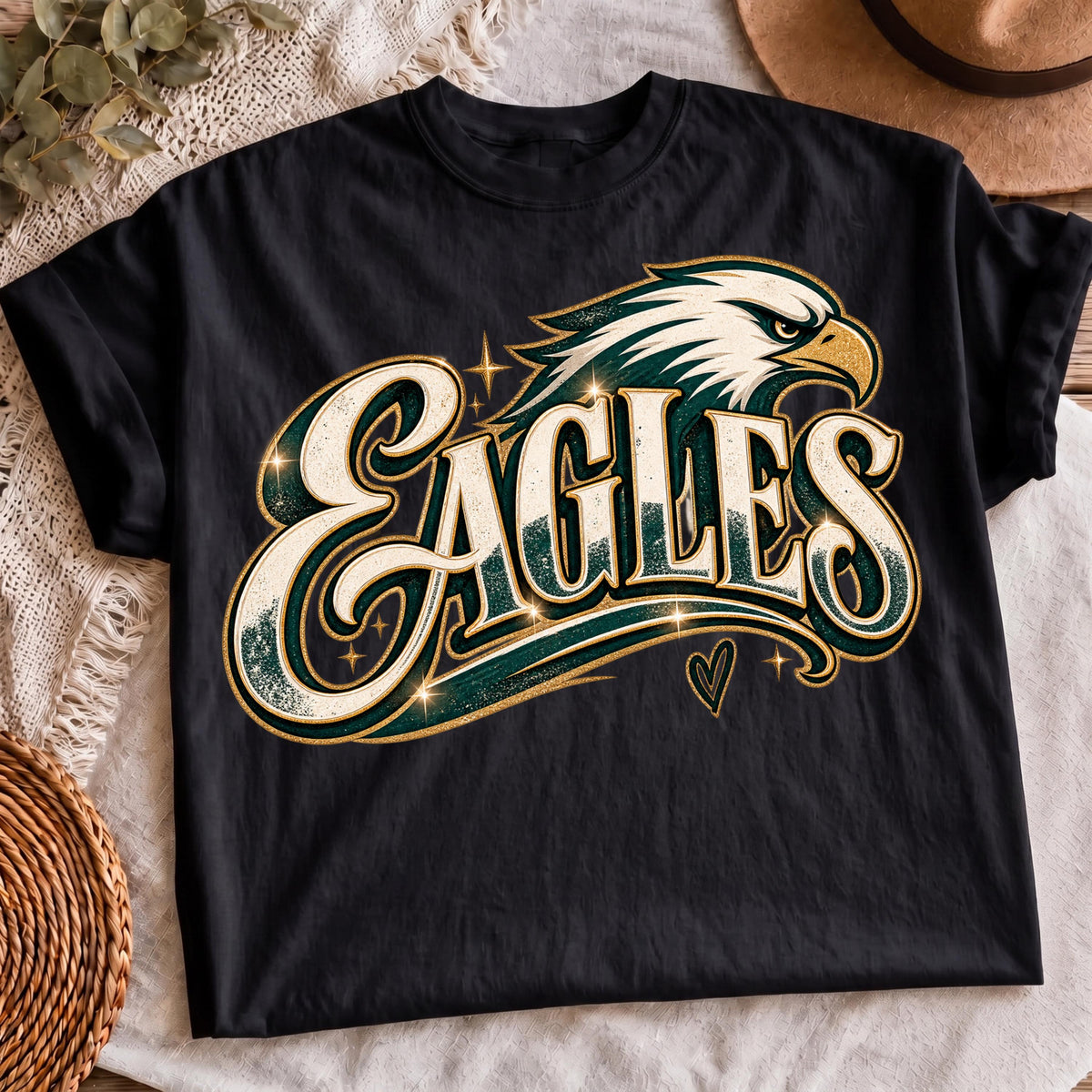Eagles PNG green and gold mascot sublimation design, mockup 3