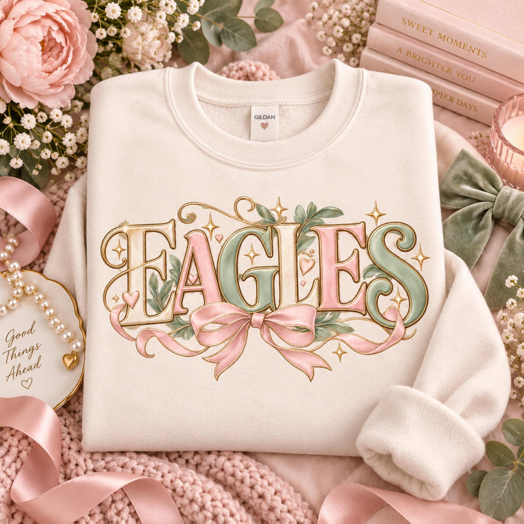 Aesthetic Eagles PNG coquette pink green shirt design mockup