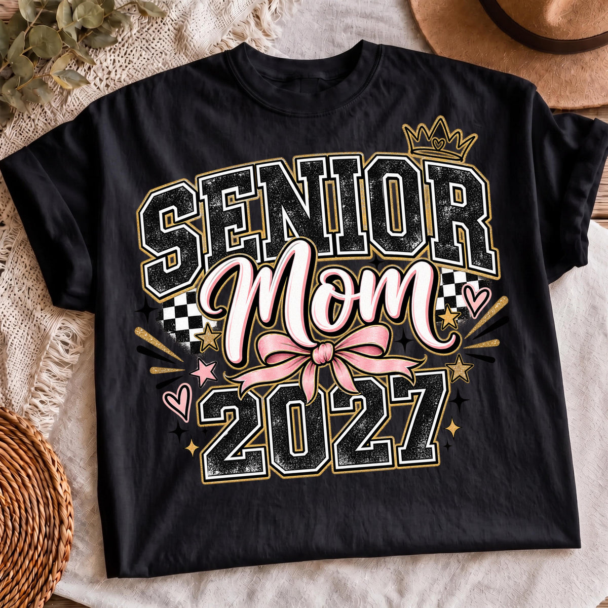 Varsity Senior Mom 2027 sublimation design mockup