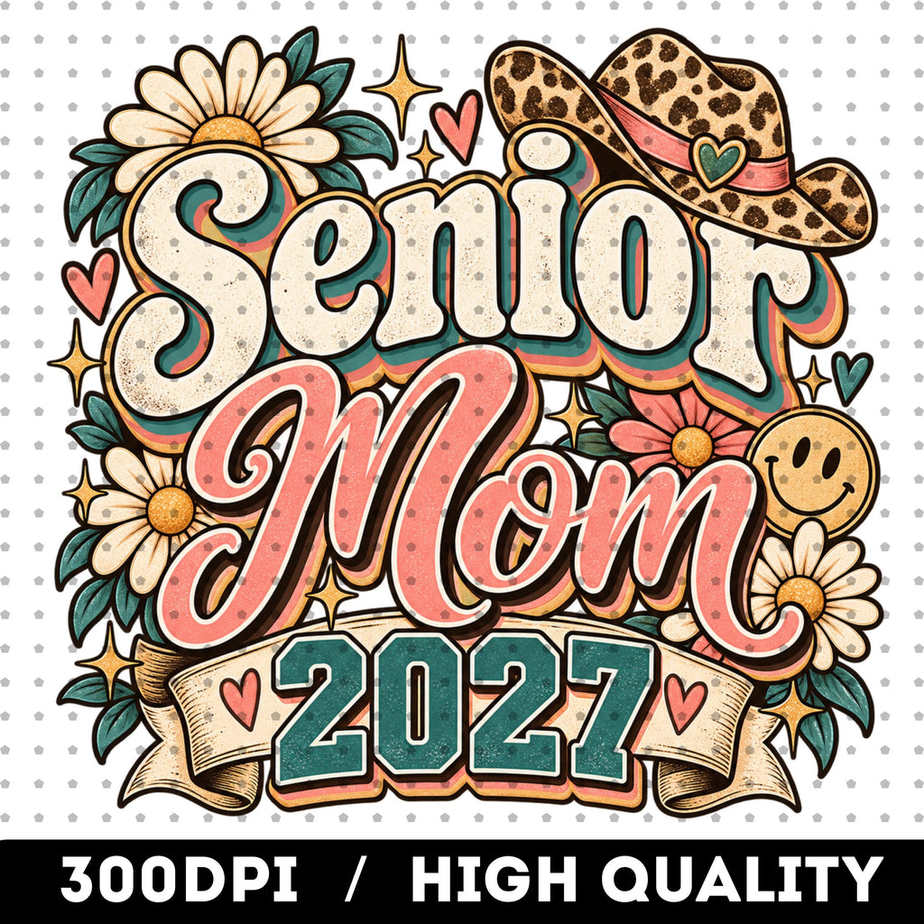 Senior Mom 2027 PNG western cowgirl Class of 2027 shirt design mockup