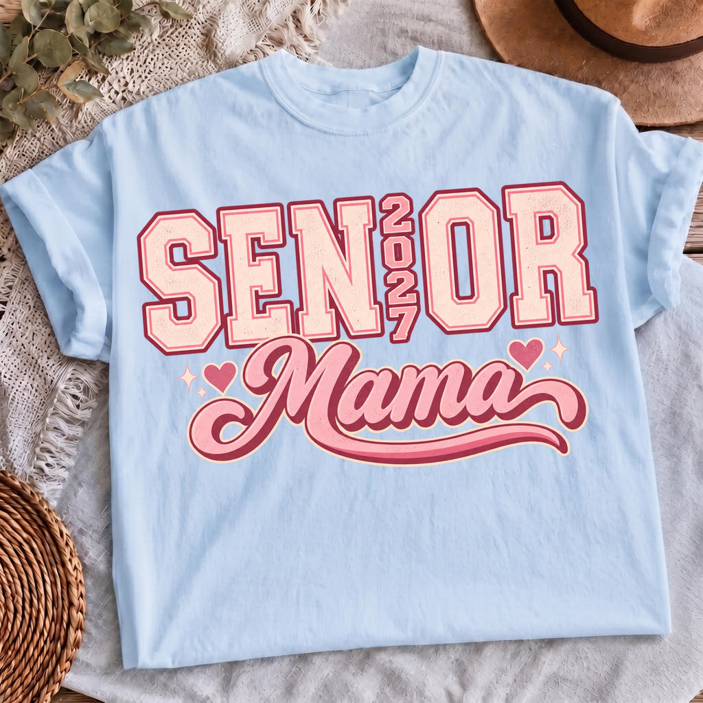 Retro pink Senior Mama 2027 sublimation design mockup