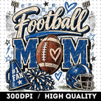 Football Mom PNG retro blue game day shirt design mockup