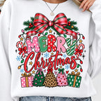 Christmas PNG bundle - Retro Merry Christmas plaid bow design