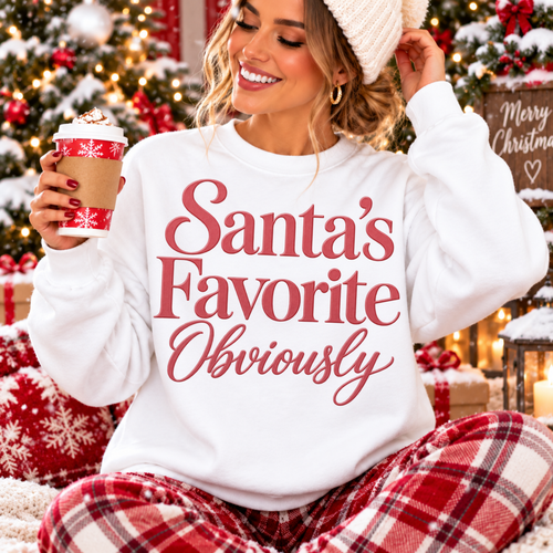 Christmas PNG bundle - Santa's Favorite Obviously red bow Christmas shirt design